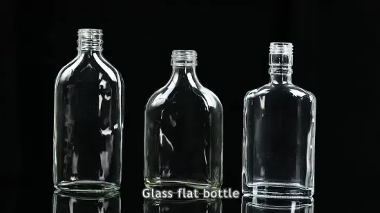 100ml 250ml Logo Printing Clear Flat Glass Wine Bottle Flask Glass Whisky Liquor Bottle
