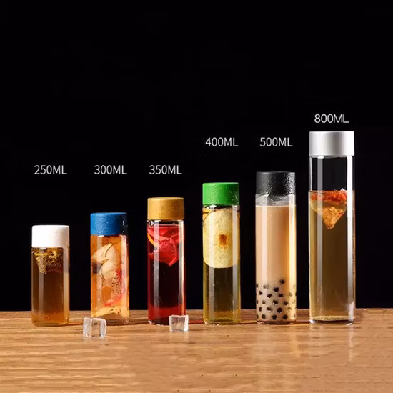 800ml-1000ml High Borosilicate Transparent Empty Glass Jar/Bamboo Tea Canister/Storage of Canned/Kitchen Dry Goji Berries Coffee Beans Storage Tank Home Storage