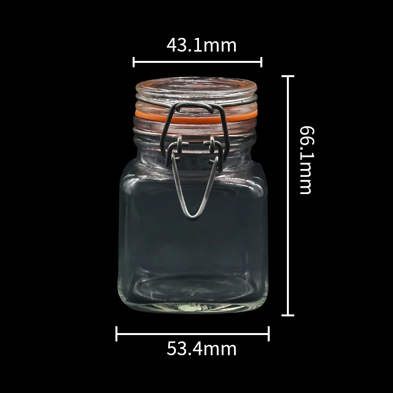 Hot Sale Wholesale Square 250ml 500ml 750ml Clear Wide Mouth Glass Mason Jar Canning Food Storage Jar with Swing Lid