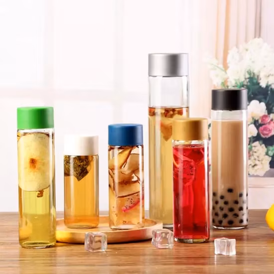 800ml-1000ml High Borosilicate Transparent Empty Glass Jar/Bamboo Tea Canister/Storage of Canned/Kitchen Dry Goji Berries Coffee Beans Storage Tank Home Storage