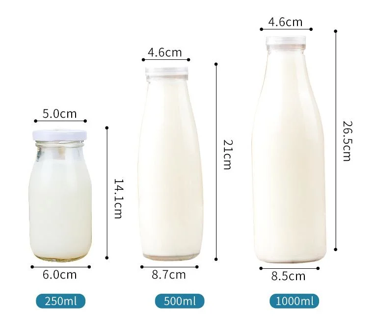 250ml 500ml 1 Liter Glass Beverage Bottles Wholesale Empty Milk Juice Bottles