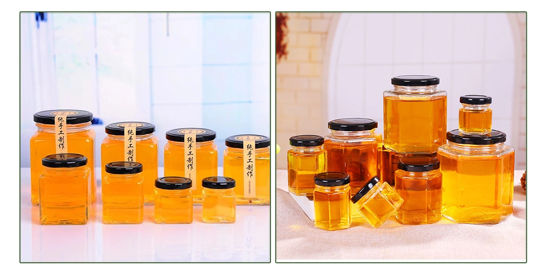 100ml 212ml 350ml 500ml 1000ml Honey Glass Jar, Jam Glass Jar, Pickles Glass Jar, Wide Mouth Glass Canning Jars with Metal Lids