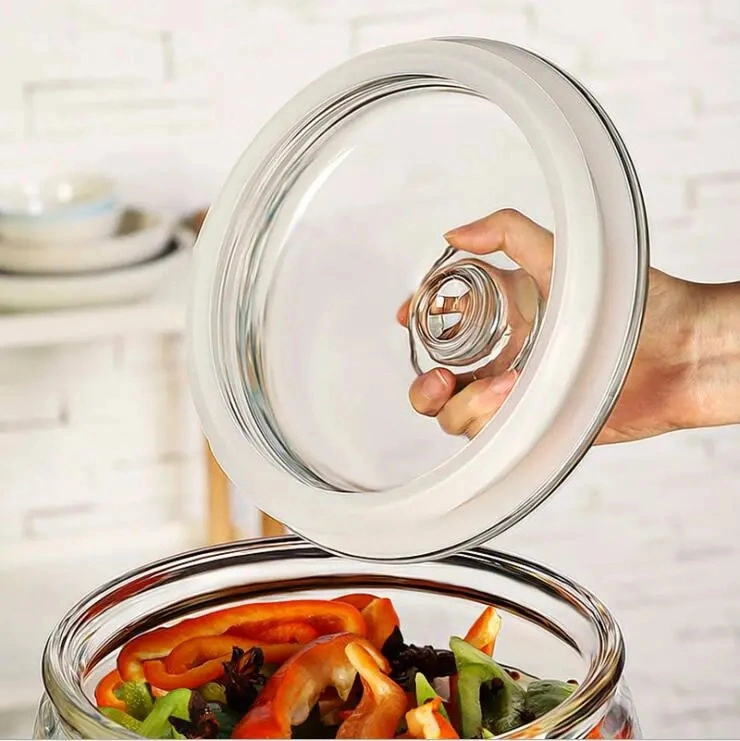 High Quality Four Sizes Glass Food Jars Clear Storage Canister with Glass Airtight Lid Kitchen Containers