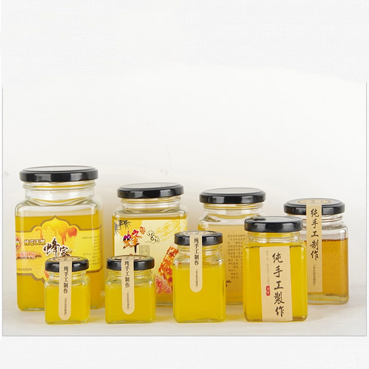 50ml 100ml 150ml 200ml Square Round Honey Canning Honey Glass Jars with Lid