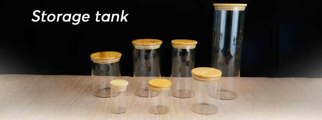800ml-1000ml High Borosilicate Transparent Empty Glass Jar/Bamboo Tea Canister/Storage of Canned/Kitchen Dry Goji Berries Coffee Beans Storage Tank Home Storage