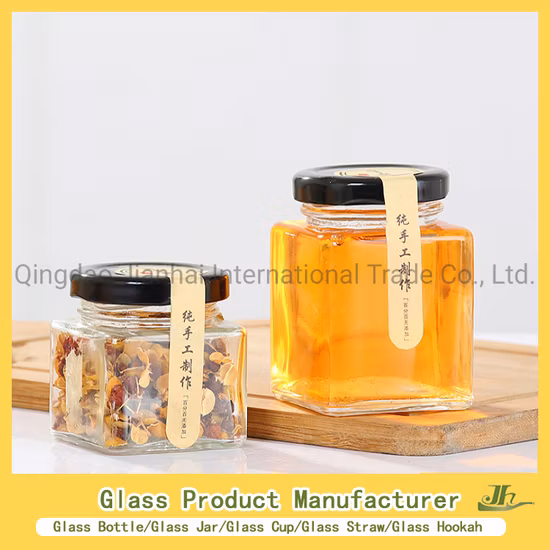 100ml 212ml 350ml 500ml 1000ml Honey Glass Jar, Jam Glass Jar, Pickles Glass Jar, Wide Mouth Glass Canning Jars with Metal Lids