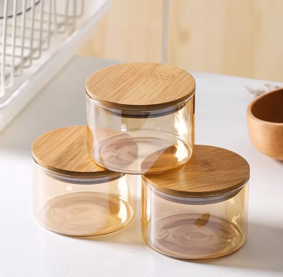 High Quality Flower Lid Container Storage Jar Metal Base Glass Storage Canisters for Candy