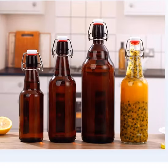 Jingna 330ml/500ml Custom Logo Cheap Clear Beer/Wine/Liquor/Kombucha Glass Bottles with Crown Cap