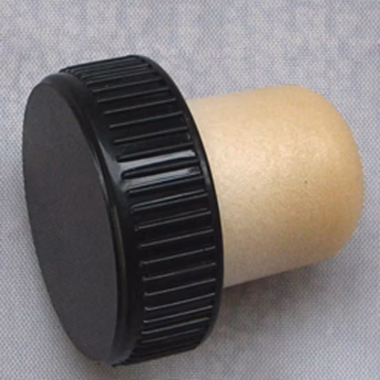 Non Spill Black Plastic Top Cap Synthetic Cork Stopper