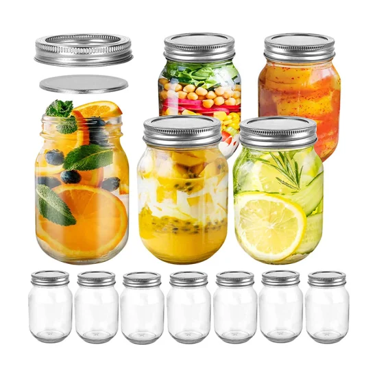 Custom Clear Regular Mouth Glass Mason Jars 32 Oz with Lid 1000ml 1l Storage Jars for Canning Peanut Honey Pickles